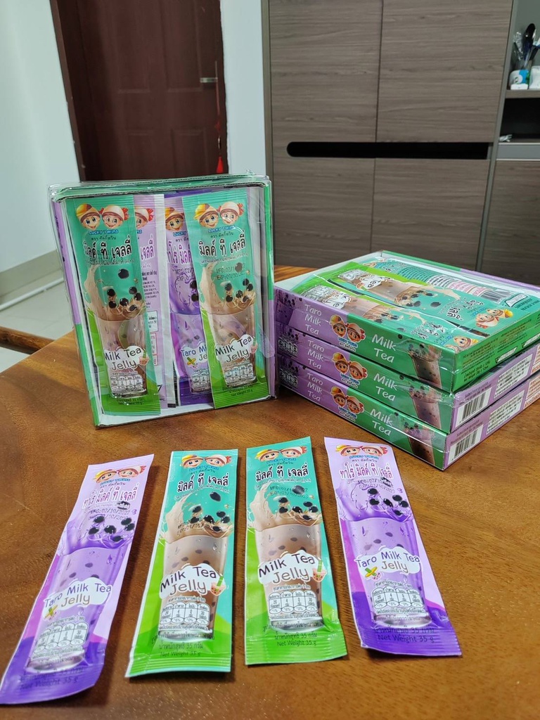 พุดดิ้งเจลลี่ รสโคล่าและมะนาว/ รสสตรอและบลูเบอร์รี่/ รสชานมและเผือก 35g*12pcs